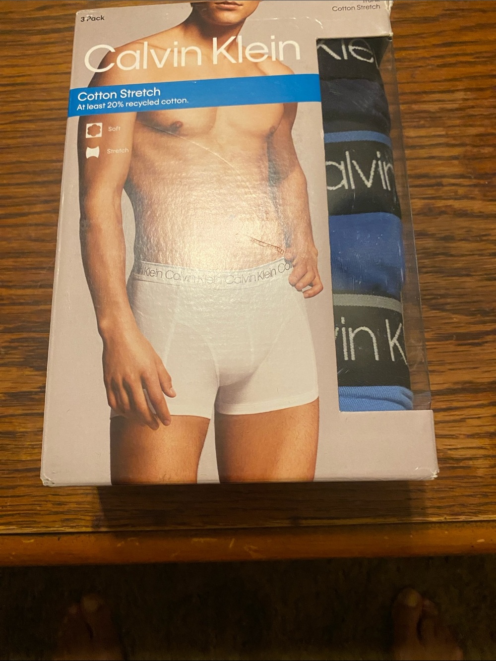 Calvin Klein Men's Cotton Stretch Boxer Briefs - White, Black, Blue (3-Pack)